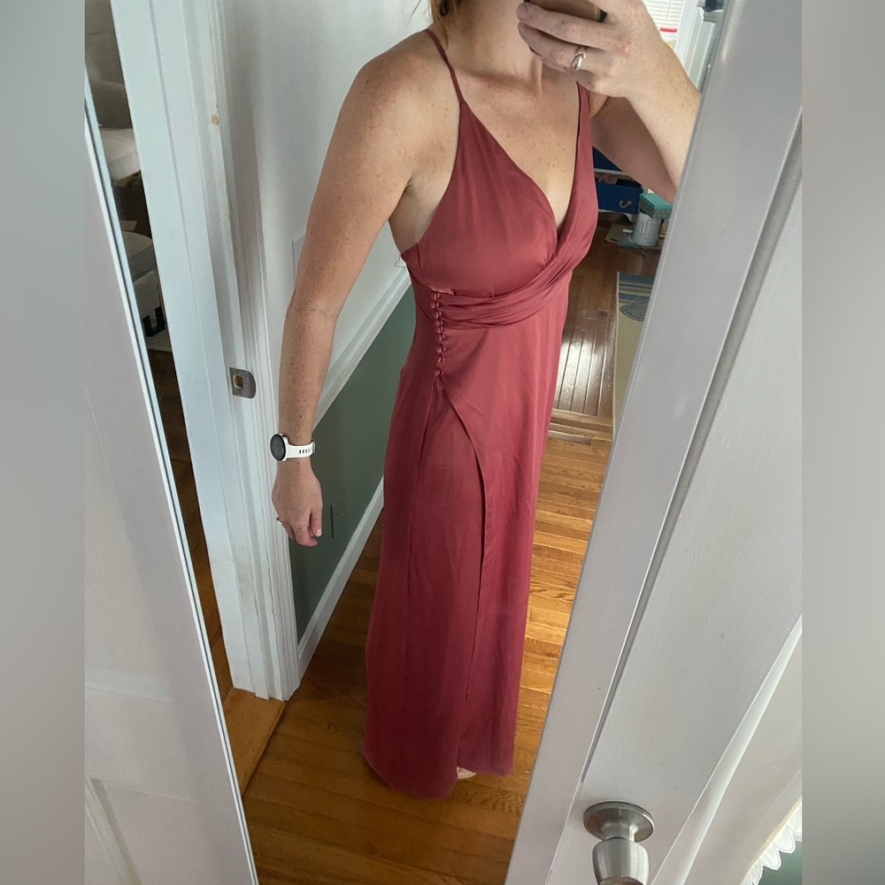 Lulus satin blush floor length dress